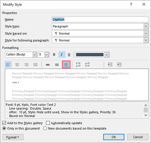 Line spacing in Manage Styles dialog box Word for Microsoft 365 Line spacing in Manage Styles dialog box Word 365
