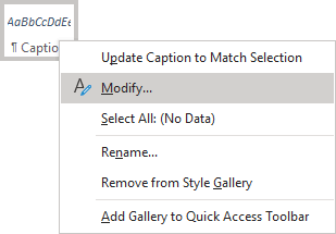 Modify Caption in Word for Microsoft 365 Modify Caption style in Word 365