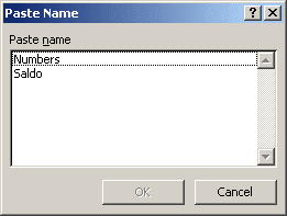 Paste Name in Excel 2007