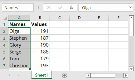 Named range in Excel 365