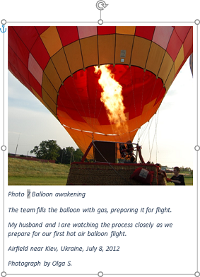 Caption for photograph in Word for Microsoft 365 Caption for photograph in Word 365