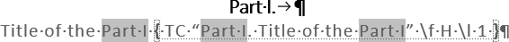 Table entry fields - formatted blocks 1 in Word 365