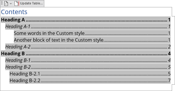 Custom Table of Contents in Word for Microsoft 365 Custom Table of Contents in Word 365