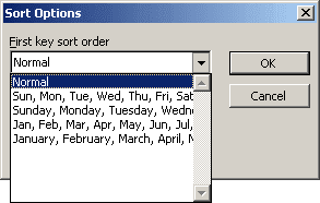 Sort Options in Excel 2003