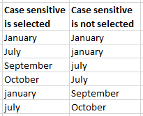 Case sensitive checkbox for sorting in Excel 365 popup