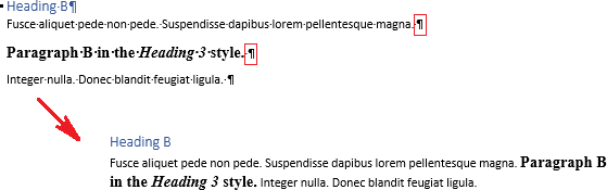 Hidden paragraph marks in Word 365