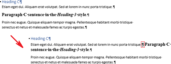 First Style Separator in Word 365