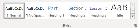 Example of Styles Gallery in Word 365