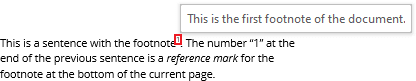 Example of the note in Word for Microsoft 365 Example of the note in Word 365