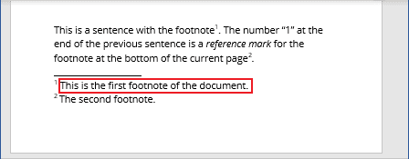 Example of the footnote text in Word for Microsoft 365 Example of the footnote text in Word 365