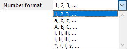 Number format in Footnote and Endnote dialog box Word 365