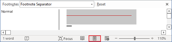 Example of the Footnote Separator in Word 365