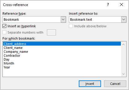 Numbered item in Cross-reference dialog box in Word 365