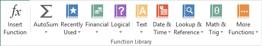 Function Library in Excel 2013