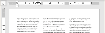 Horizontal ruler for columns in Word 365