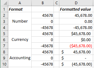 Number, Currency, Accounting formats in Excel for Microsoft 365 Number, Currency, Accounting formats in Excel 365