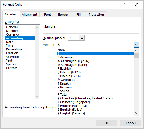 Currency symbol in Format Cells dialog box Excel for Microsoft 365 Currency symbol in Format Cells dialog box Excel 365