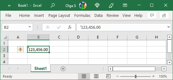 Text form numbers example in Excel 365