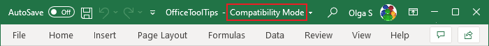Compatibility Mode in Excel 365