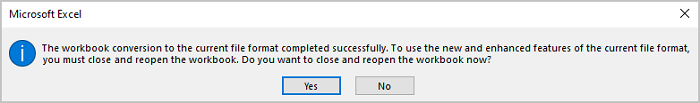 Microsoft Excel message in Excel for Microsoft 365 Microsoft Excel message in Excel 365