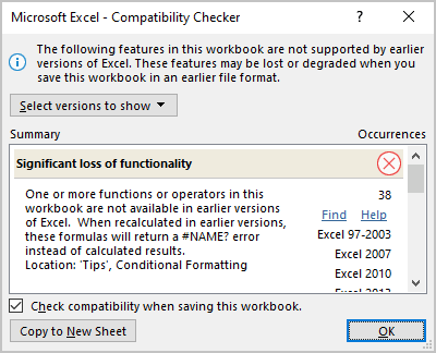 Compatibility Checker in Excel for Microsoft 365 Compatibility Checker in Excel 365
