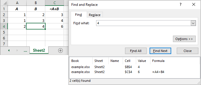 Find All example in Excel 365