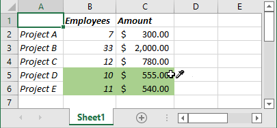 Picker for Find Format example in Excel 365