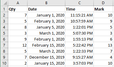 Example of invalid entries in Excel 365