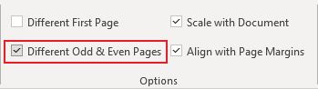 Different Odd and Even Pages in Excel 365
