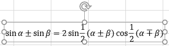Equation from gallery in Excel 365