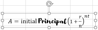 Equation with formatted text in Excel 365