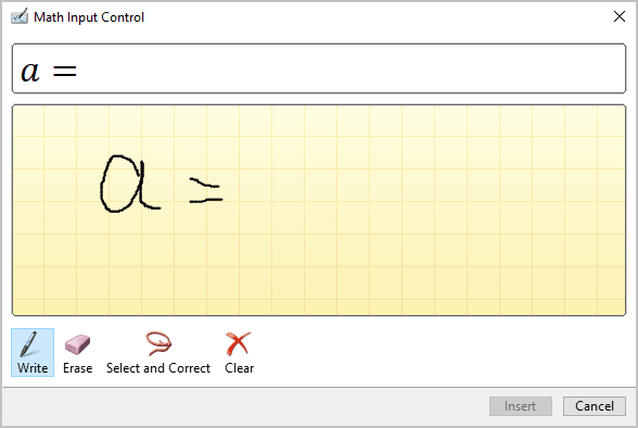 Equation example in Math Input Control in Windows 10 Equation example in Math Input Control in Windows 10