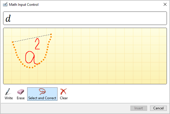 Select symbols in Math Input Control Windows 10