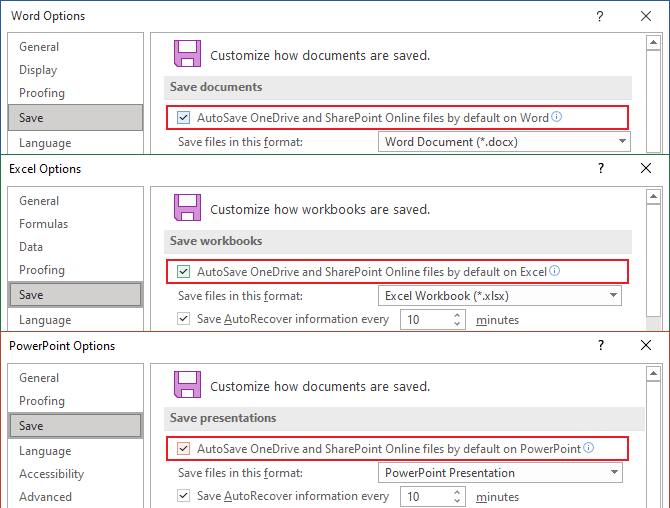 AutoSave OneDrive and SharePoint Online files by default on Word/Excel/PowerPoint for Microsoft 365 AutoSave OneDrive and SharePoint Online files by default on Word/Excel/PowerPoint 365