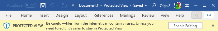 Protected View in Word 365