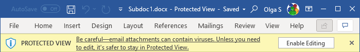 Protected View 2 in Word for Microsoft 365 Protected View 2 in Word 365