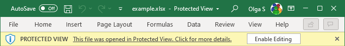 Protected View in Excel 365