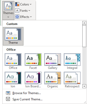 Themes in Excel 365