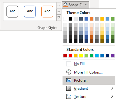 Picture in the Format tab Office 365