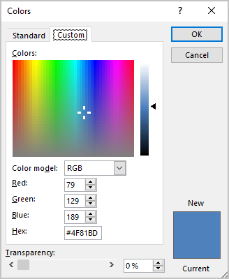 Custom Colors in Office 365