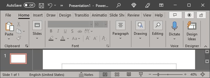 Microsoft PowerPoint 365 with the Dark Gray Office Theme