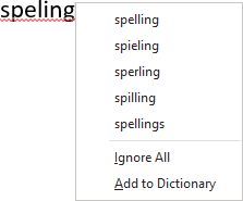 Spelling check example in PowerPoint 365