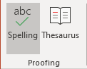 Spelling button in PowerPoint 365