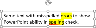 Skip spelling check example in PowerPoint 365