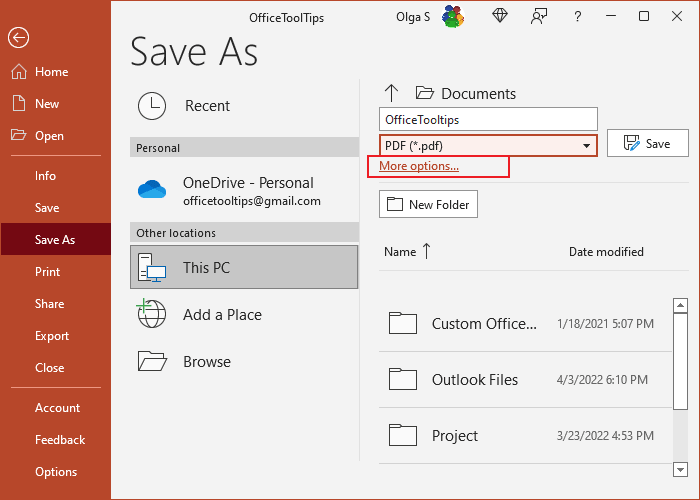 Save PowerPoint Presentations As PDF Files Microsoft PowerPoint 365