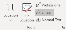 Linear button of Equation in PowerPoint 365