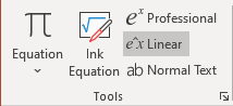 Linear button of Equation in PowerPoint for Microsoft 365 Linear button of Equation in PowerPoint 365