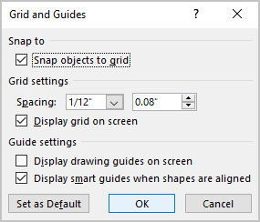 Grid and Grides dialog box in PowerPoint 365