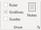 Gridlines checkbox in PowerPoint 365