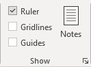 Ruler checkbox in PowerPoint 365